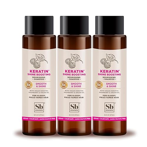 Soapbox Champú de queratina Shine Boosting, champú sin sulfato con aceite de argán, cuidado del cabello de queratina, sin parabenos, sin silicona,