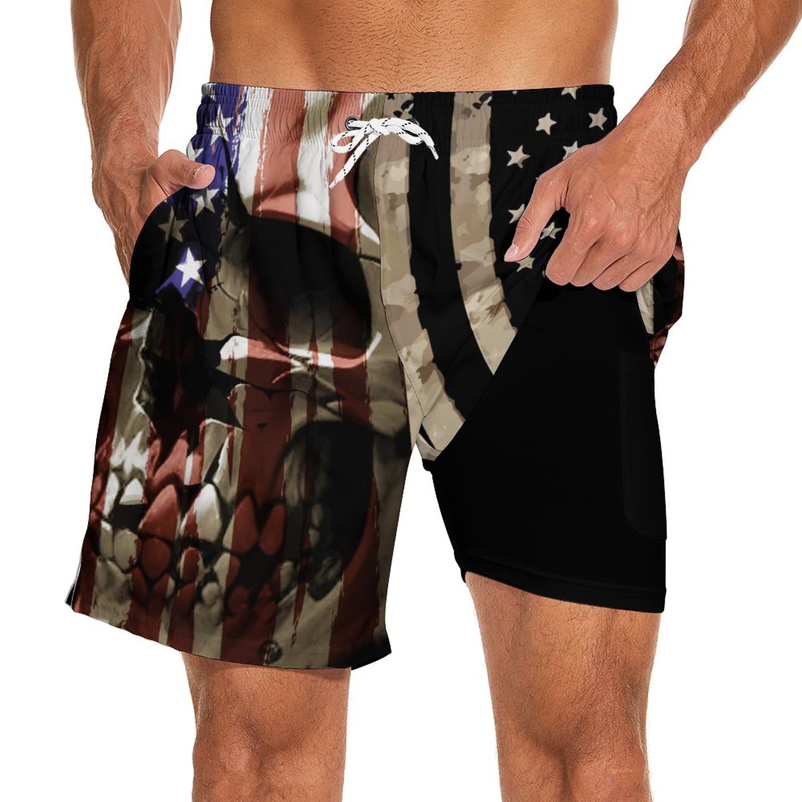 UOER Mens Swim Trunks Vintage 80s 90s Animal Pattern Quick Dry Beach Shorts with Mesh Lining Pockets Swimwear