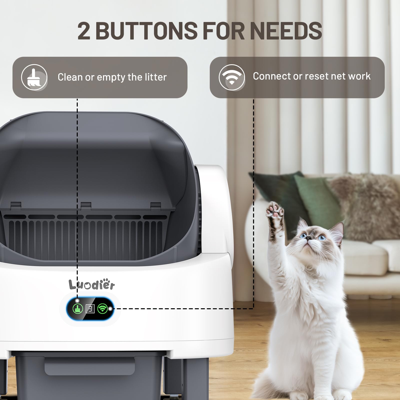 Self Cleaning Litter Box, Open-Top Large Automatic Cat Litter Box for Multiple Cats with Multiple Safety Sensor,APP Control, Odor-Free, Includes 1 Trash Bags 1 Litter Mat - image 8