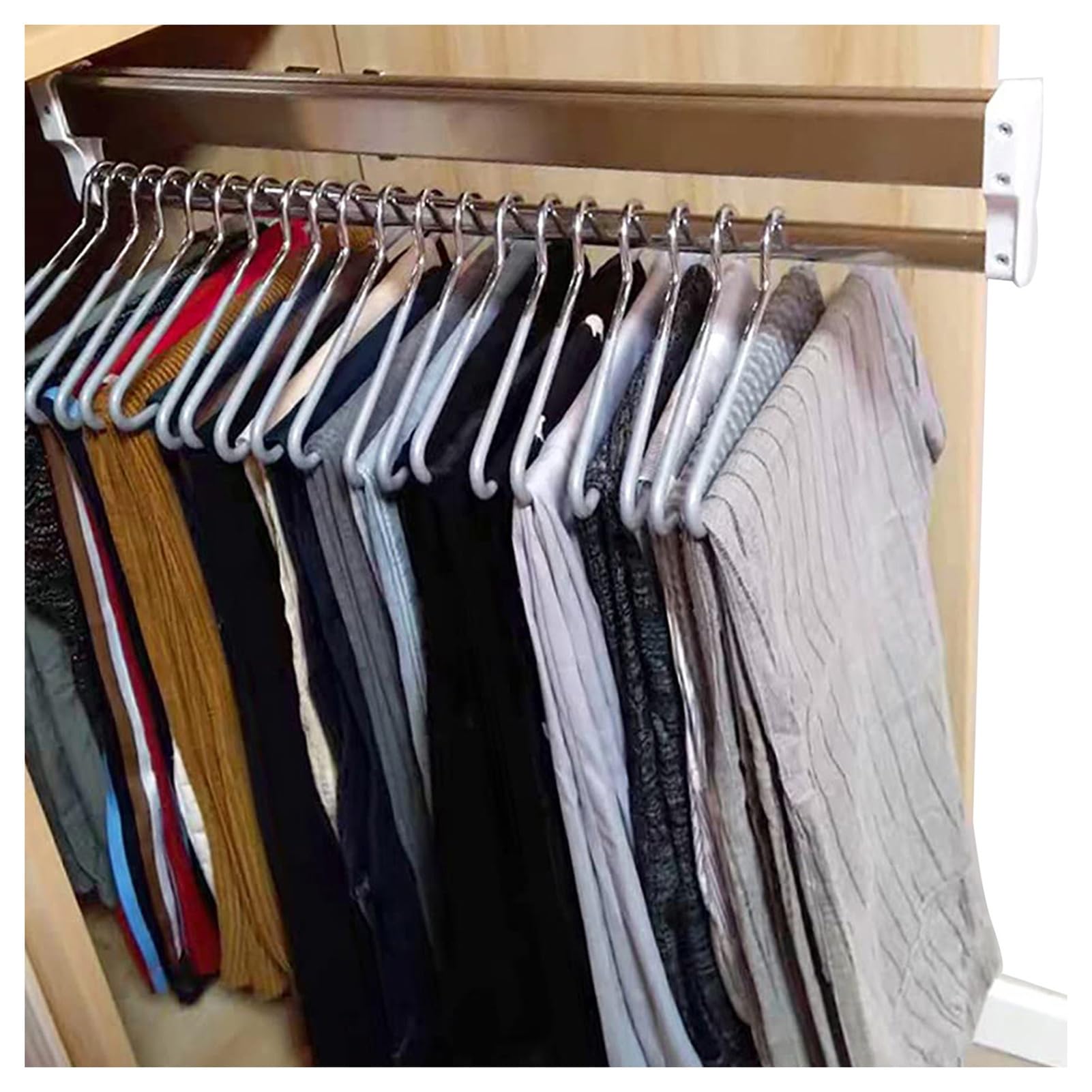 GLETSF Adjustable Steel Pants Rack, Pull-Out Clothing Organizer for Ties, Scarves, Jeans & Towels - Space-Saving Clothes Rail, 800mm Storage Solution,size_name-450mm