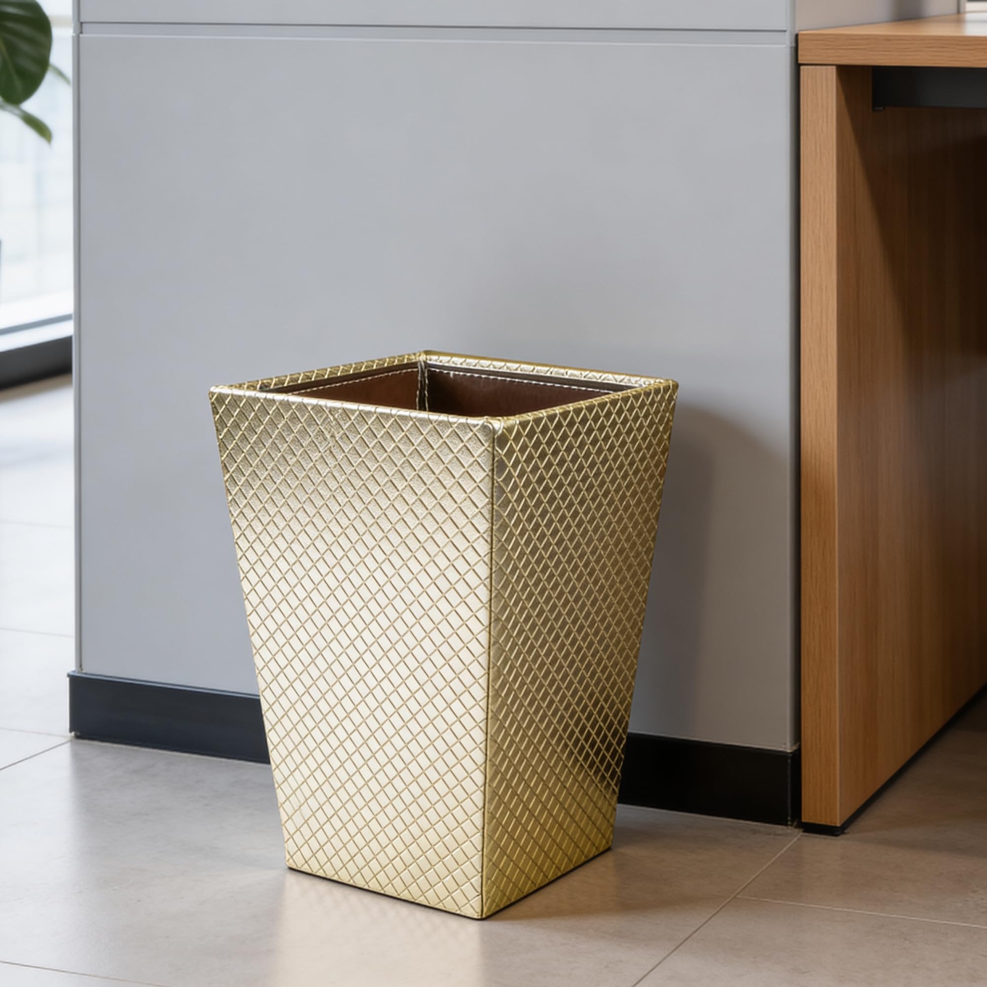 Encasa XO Leather Dustbin - Stylish & Quiet -12