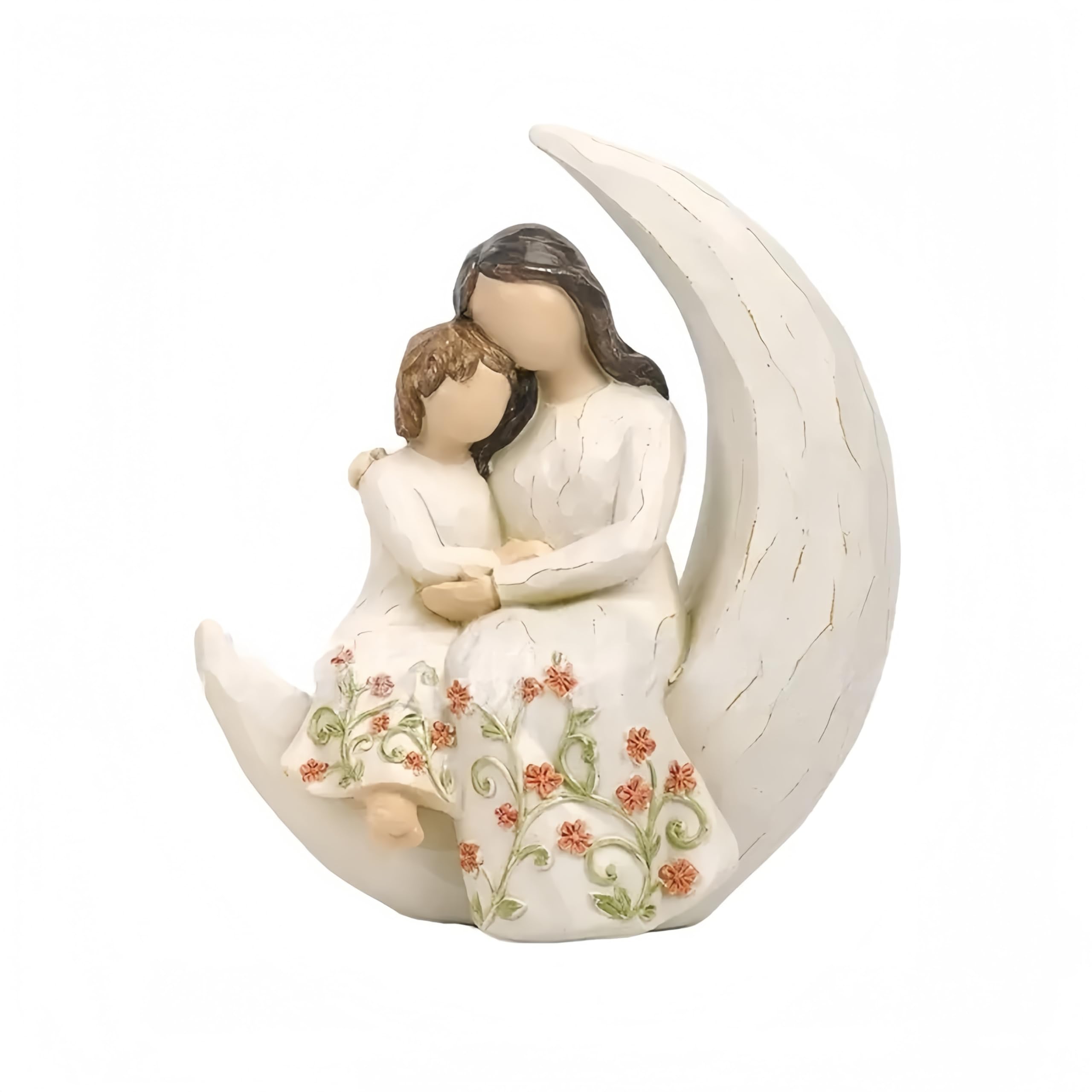LOSTTYPE Romantic Embracing Couple Figurine, 17cm White Resin Sculpture, Elegant Home Desk Decor, Car Interior Ornament, Meaningful Anniversary Valentine's Engagement Gift, Couples Decor for Bedroom