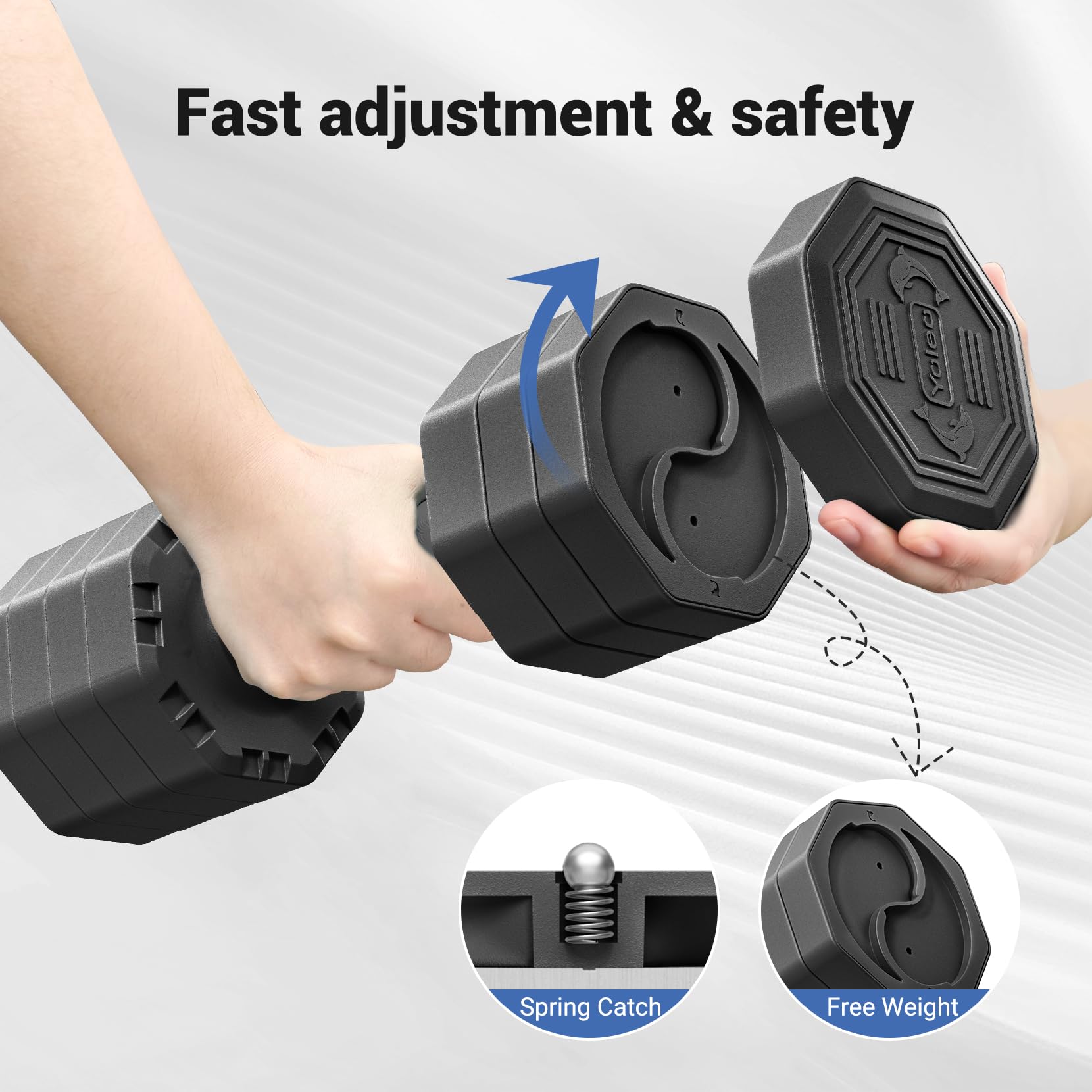 Yoleo Hantelset Verstellbare Hanteln, Adjustable Dumbbell Set 4 in 1 Premium Drehbare Befestigungsart gewichte Tai-Chi-Stil 2/4/6/8/10/20/KG Kombinieren Sie es mit einem weichen TPU-Gummigriff
