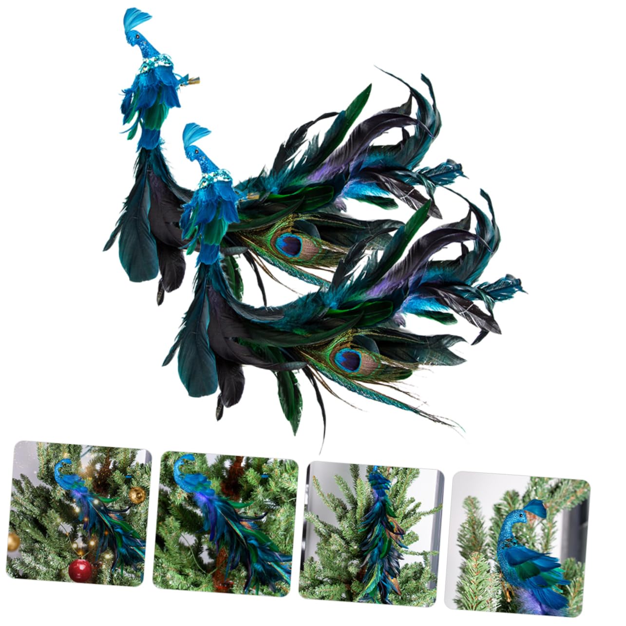 Ciieeo 2pezzi Clip per Uccelli Finta in Schiuma Artificiale Clip Decorazione per Albero di Natale Forma di Pavone Natalizia Uccelli per Albero per Decorazioni Natalizie