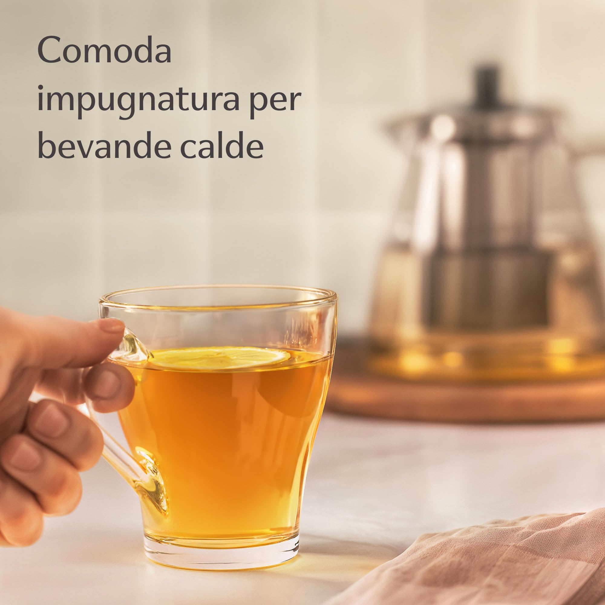 Cosumy 6 Tazze da Cappuccino in Vetro con 6 Cucchiaini - 250ml - Mantengono il Calore - Lavabili in Lavastoviglie adatto alle Microonde - Temprato Tazza Caffe