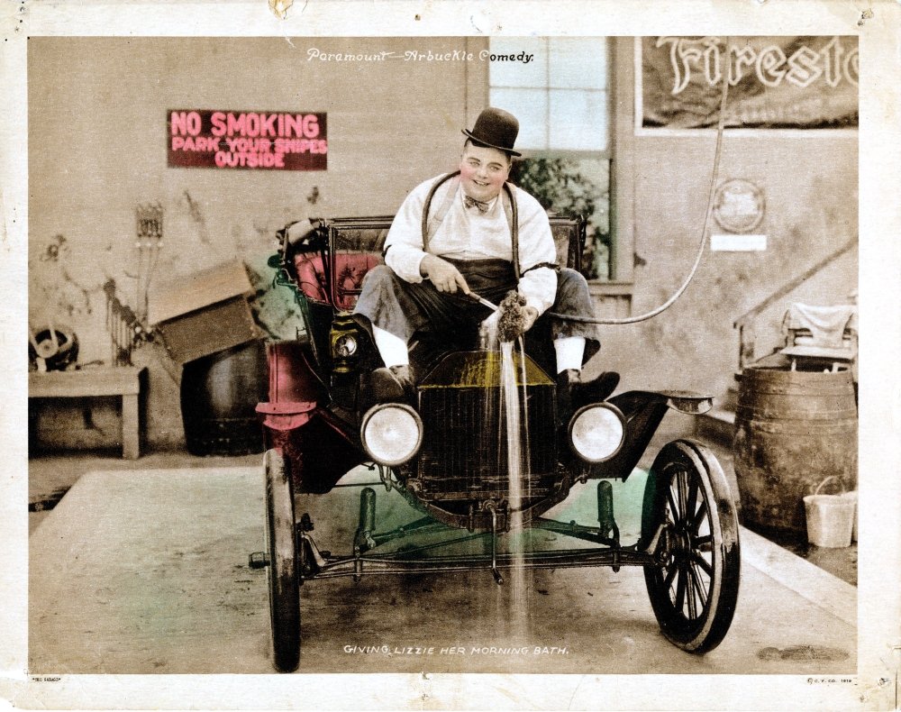 Posterazzi The Garage Lobbycard Roscoe 'Fatty' Arbuckle 1920. Movie Masterprint Poster Print, (14 x 11)