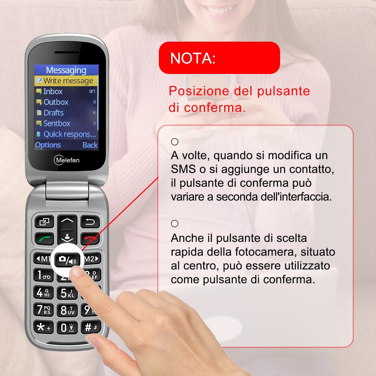 4G Flip Telefoni Cellulari con Tasti Grandi, Telefono Cellulare per Anziani,Pantalla 2..4",Funzione SOS,Volume Alto, Batteria 1350mAh, Radio FM e Torcia Integrata - Semplice da Usare per Nonni