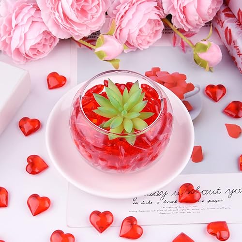 Miniatura 5 de TUPARKA 210 piezas de corazones acrílicos rojos acrílicos adornos para decoración de mesarellenos de jarróndecoración del hogar en el día de San