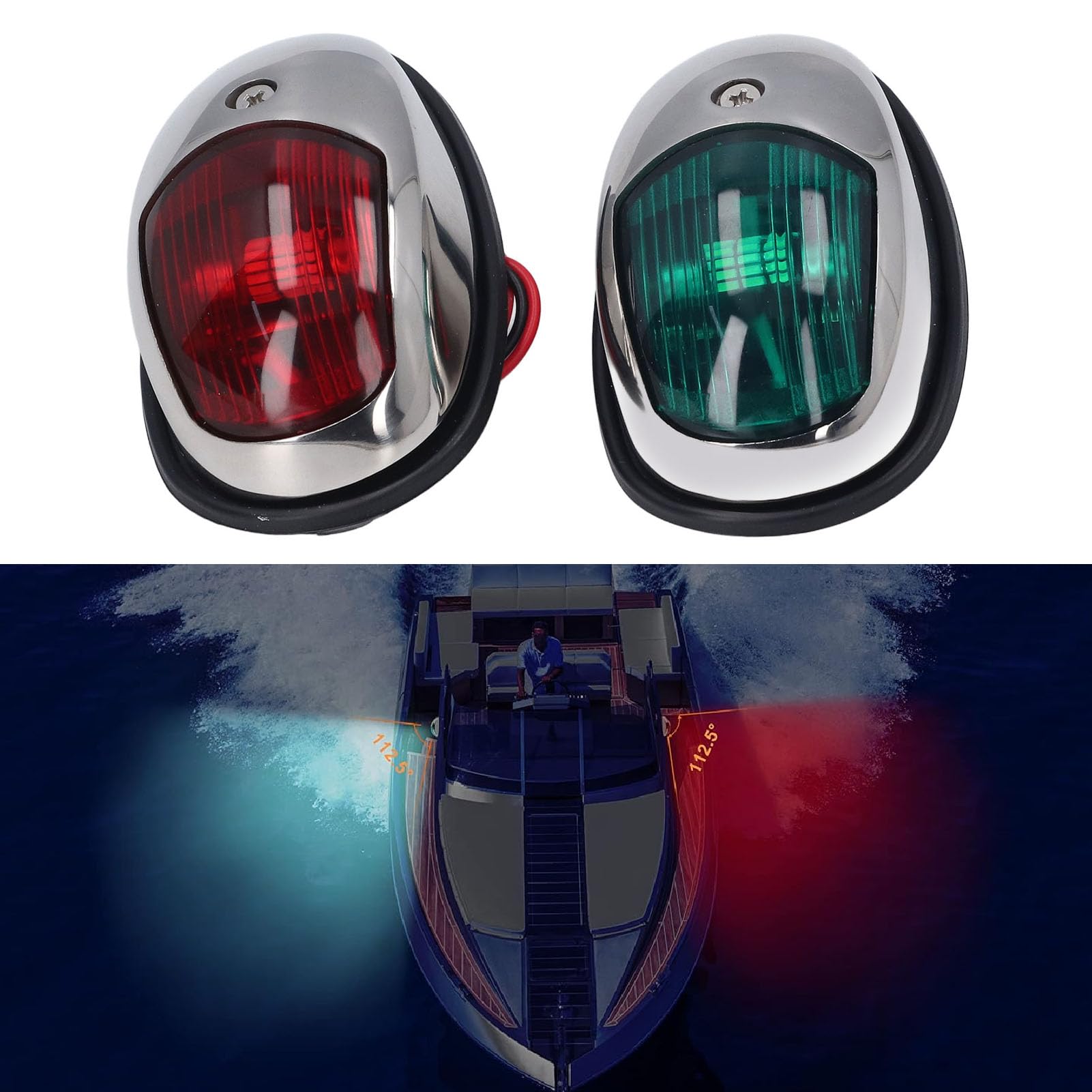 Alomejor Boat Navigation Lights, 1.2W SS316 Stainless Steel | IP67 impermeabile, angolo del fascio di 112,5°, basso consumo energetico
