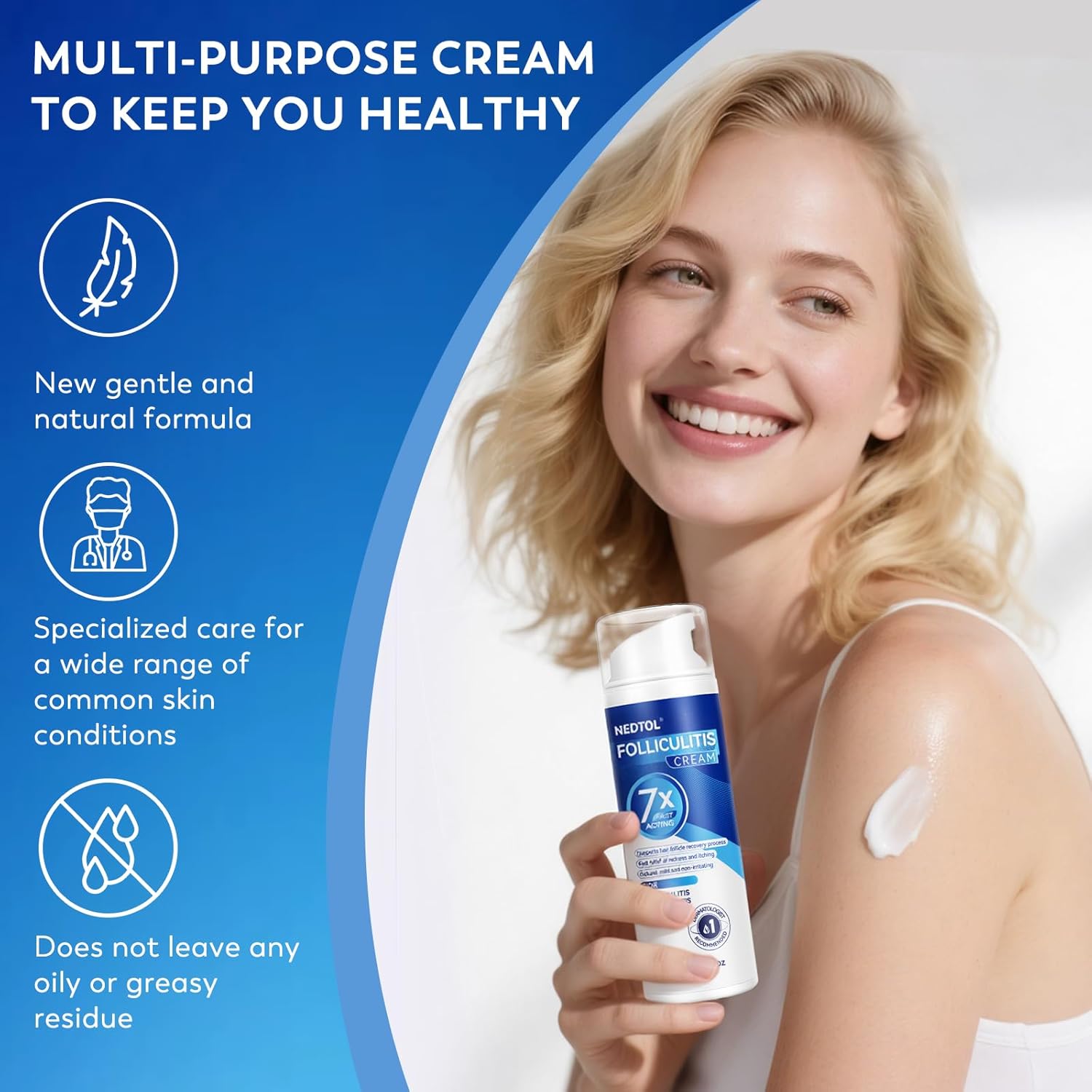 Folliculitis Treatment Cream, 7X Fast-Acting Ointment for Scalp, Face & Body, Relieves Itching, Redness & Bumps, Intensive Skin Therapy – 120g - Image 8