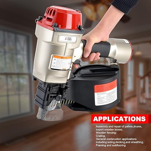 Miniatura 5 de Clavadora de revestimiento de bobinaencuadre CN70, pistola de clavos de revestimiento neumática de 1-34 pulgadas a 2-34 pulgadas, clavadora de
