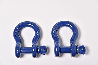 2 Pack Bow Shackle 7/8" inch ALFA Wheels D-Ring Rugged WLL Working Load Limit 6.5 Tons 18700 lbs-1" Screw Threaded Pin Heavy Duty Lifting Rigging Tow Hummer Recovery Anchor (Blue)