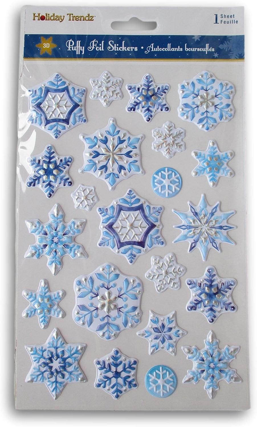 Puffy Snowflake 3D Stickers - Christmas Pop-Up Stickers for Crafts, Cardmaking, Scrapbooks – 22 Pc
