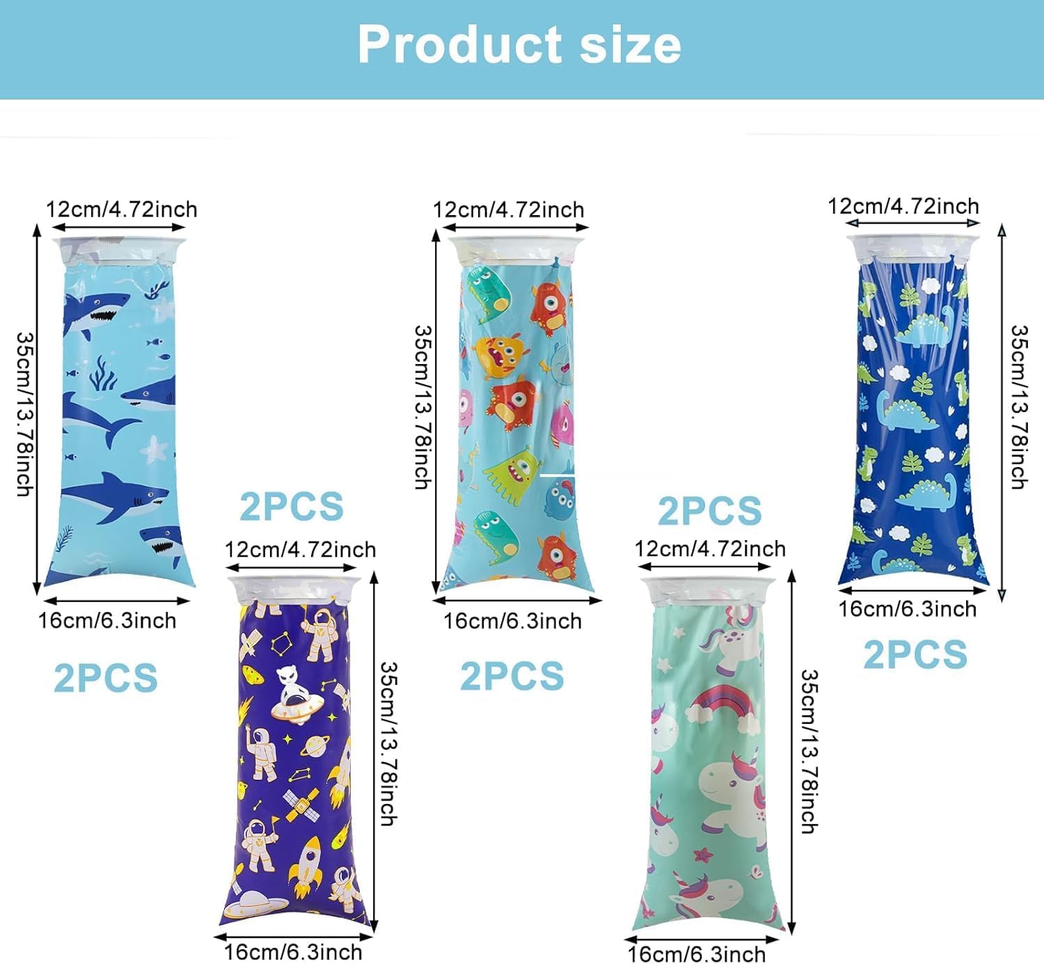 Sacchetto per Vomito 10 pcs Vomit Bag Bambini Adulti Sacchetti Vomito Auto 1000 ml Cartone Animato per Nausea da Viaggio in Auto Autobus Aerei