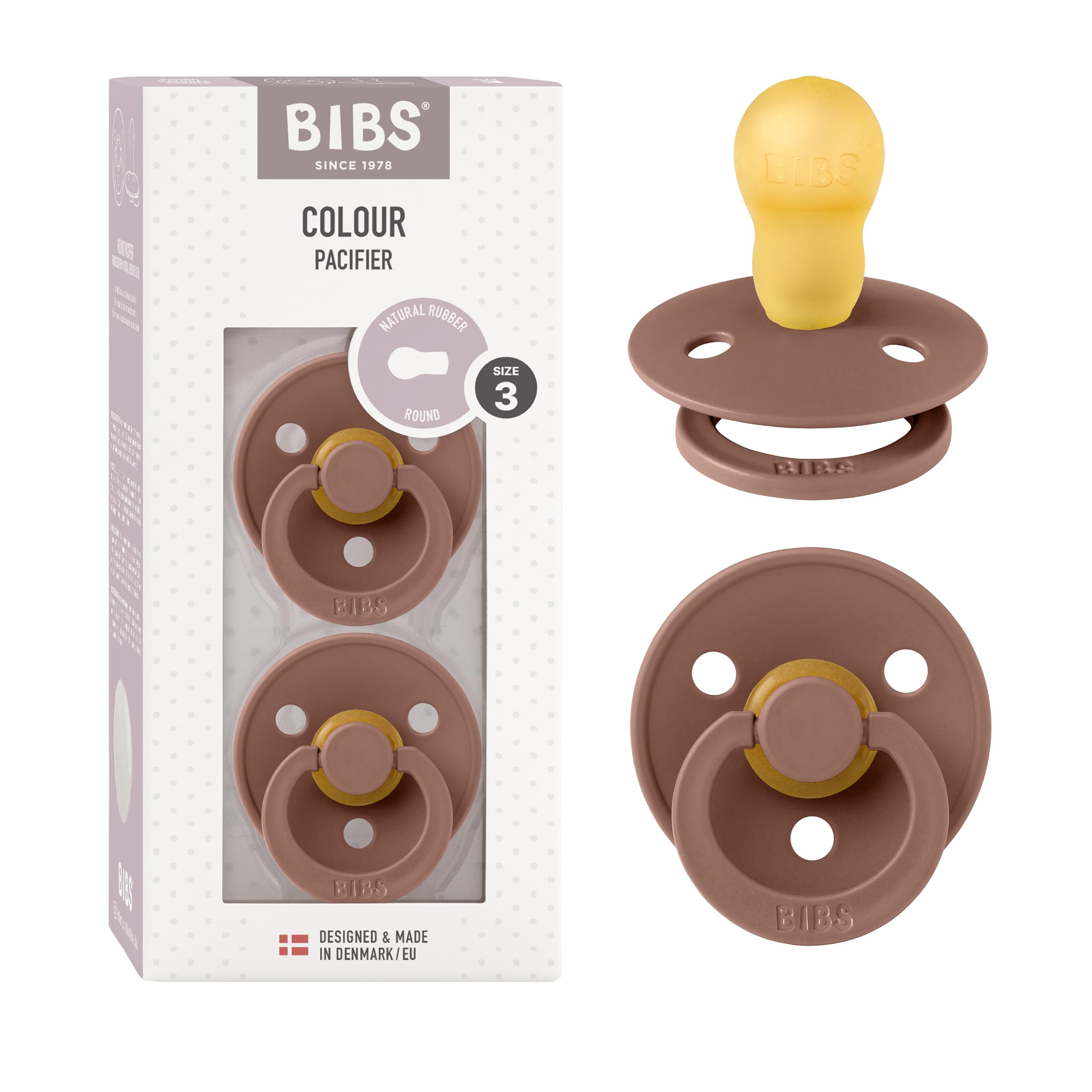 BIBS Colour Paquete de 2 chupetes. Libre de BPA, Tetina redonda. Látex natural, Talla 1 (0-6 meses), Baby Blue/Baby Blue — view 75