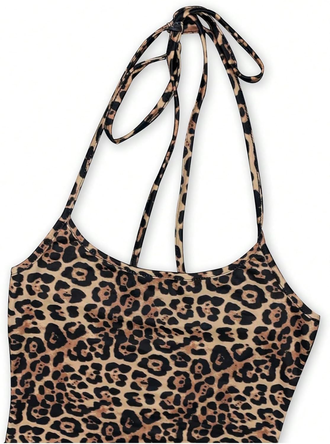 Floerns Women's Leopard Print Sleeveless Halter Dress Club Bodycon Maxi Dresses - Image 3