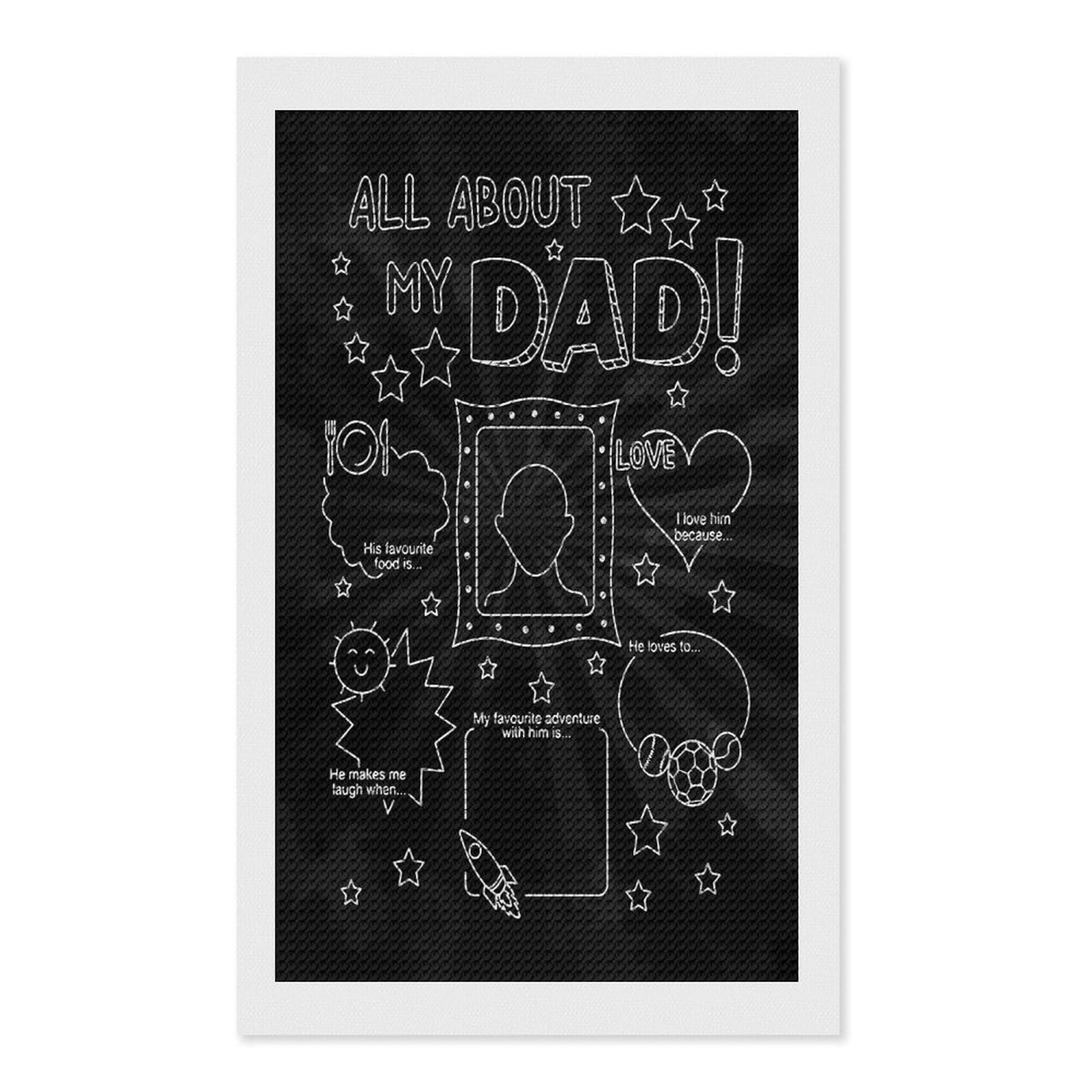 Junmoney All About My Dad DIY Diamond Art Canvas Kit 12"x20", Farmhouse Decor, Vintage Style Decor, Handmade Wall Decor, Canvas Picture