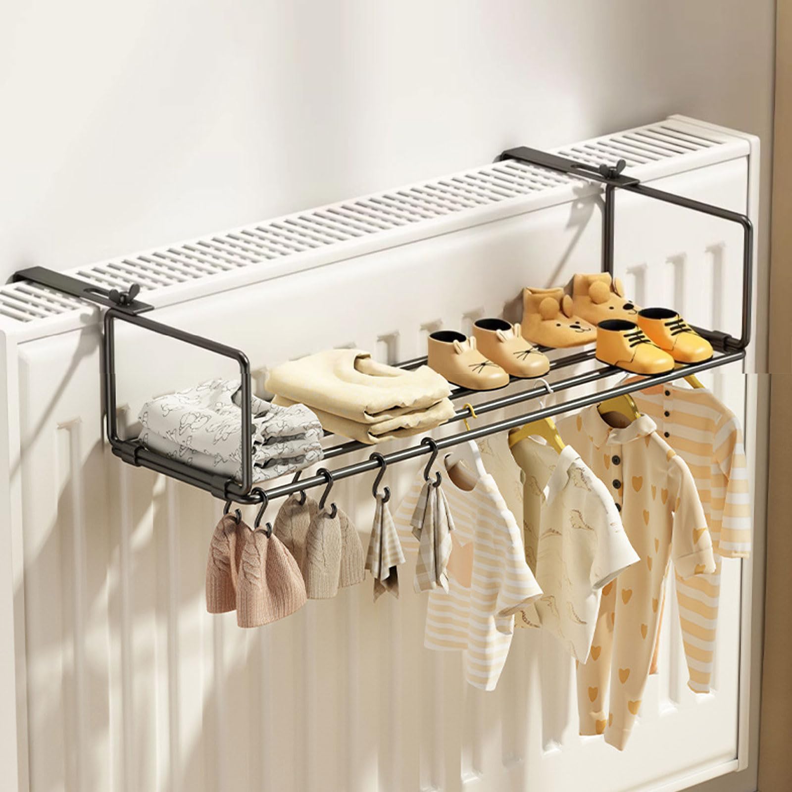 Generisch Wäscheständer, Verstellbarer Metall-Heizkörpertrockner, 2er-Set – platzsparender Wäscheständer für Heizkörper, ideal für die Winterwäsche im Wohnzimmer und Badezimmer
