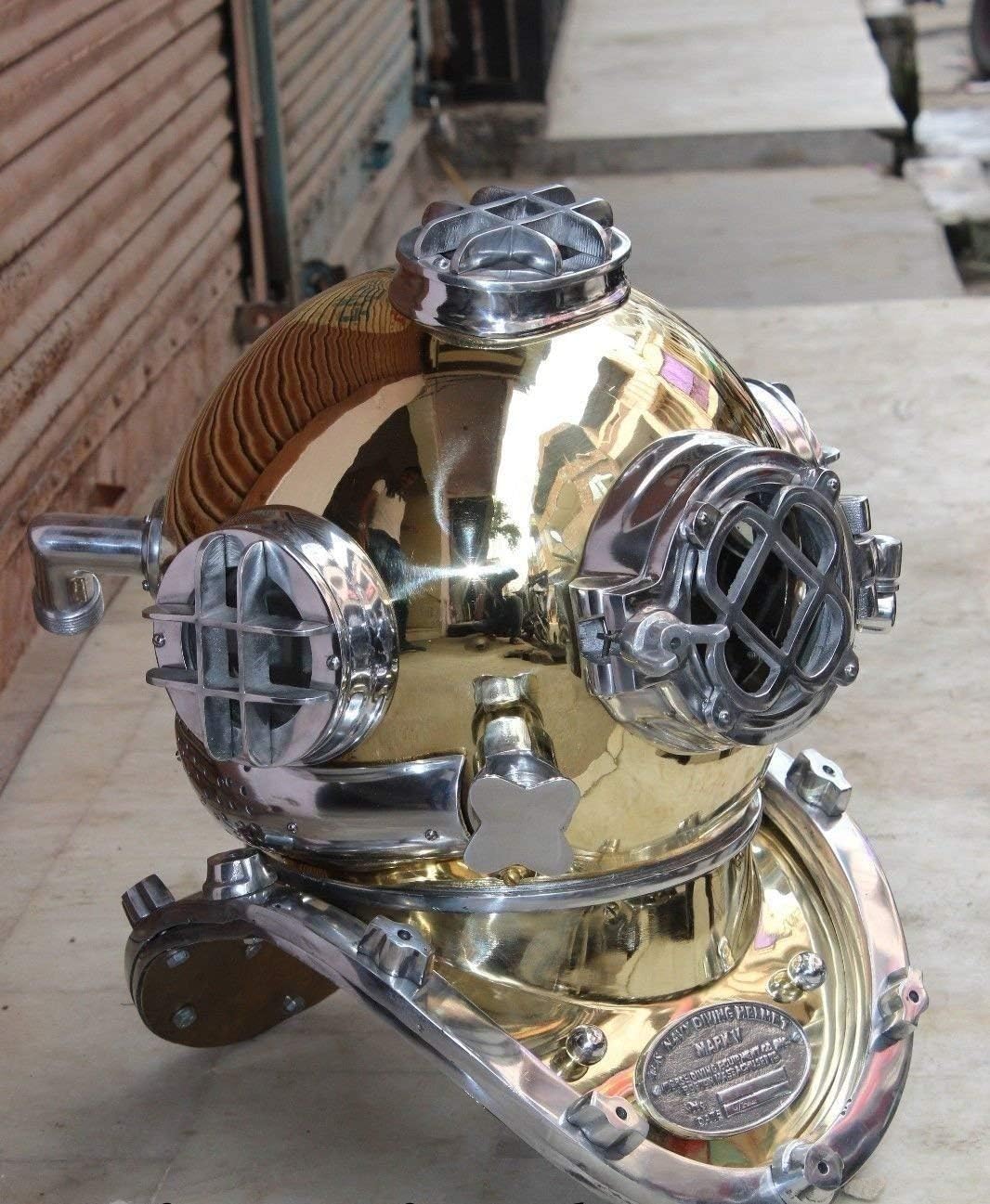 Mark V - Casco de Buceo Vintage de la Marina de EE. UU., latón Antiguo, 18 pies de Alto, para coleccionistas y entusiastas de la Marina