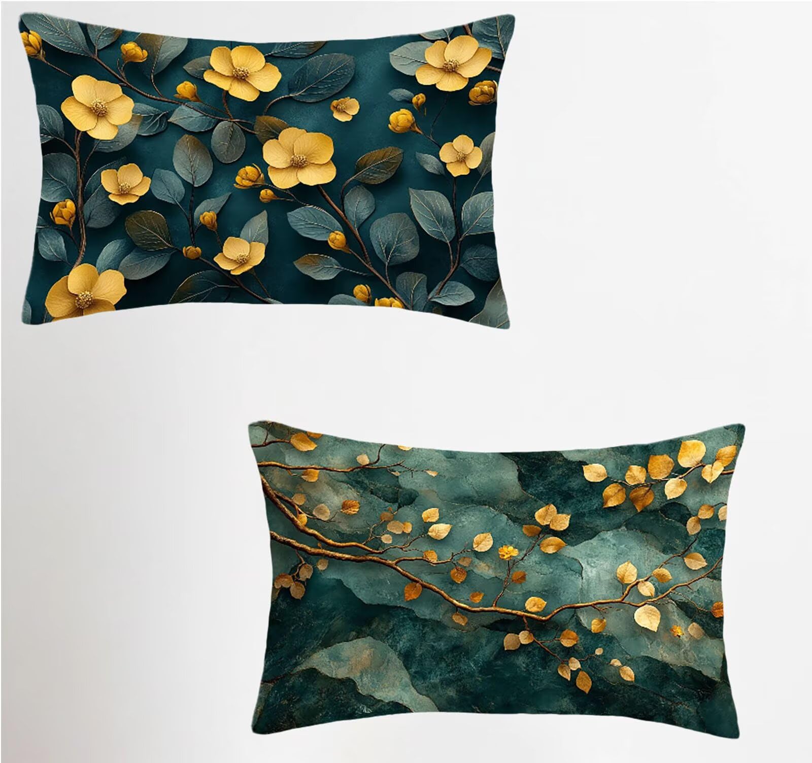 Federe Cuscino 60x80 Set di 2, Fiore Federe Cuscini Divano Velluto Morbido, Rettangolari Copricuscini 60x80cm Con Cerniera Invisibile, Copricuscino per Camera Casa Decorazioni, Nordico E-5581