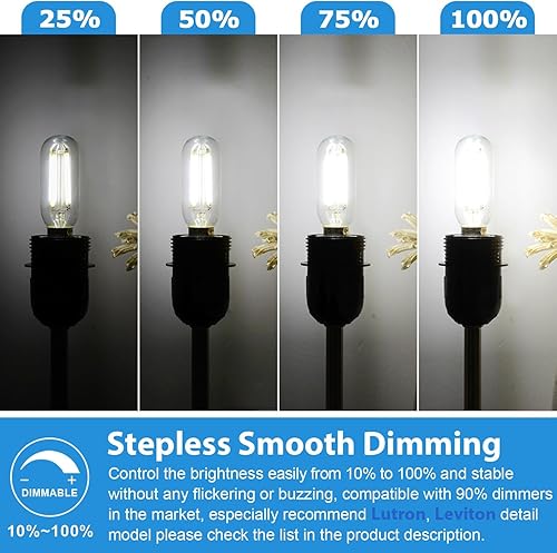 Miniatura 2 de Bombillas LED E12 equivalentes a 40 W, bombillas Edison regulables de 4 W, bombillas LED T6 blancas de luz diurna de 5000 K para lámpara de techo de