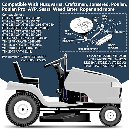 Miniatura 3 de Reemplazo de rodillos de nariz para Husqvarna 532176066 176066 se adapta a LT2119 A LT2122 A YTH 2248B YTH 2448 GTH 2248 XPB