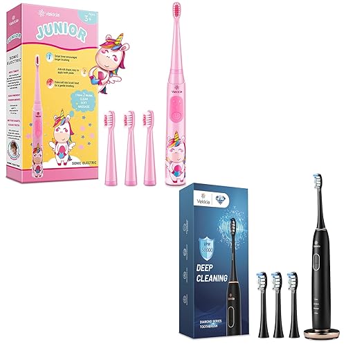 Vekkia El cepillo de dientes eléctrico para niños y el cepillo de dientes para adultos compran juntos ahorran un 10%