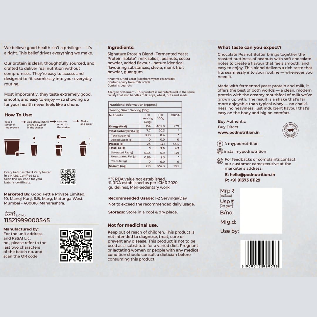 Yeast Protein Powder – Chocolate Peanutbutter | 24g Protein per Serving | Fermented Yeast Protein | 0g Added Sugar | Monk Fruit & Stevia | Plant-Based Protein Alternative | 500g — Amazon image 3