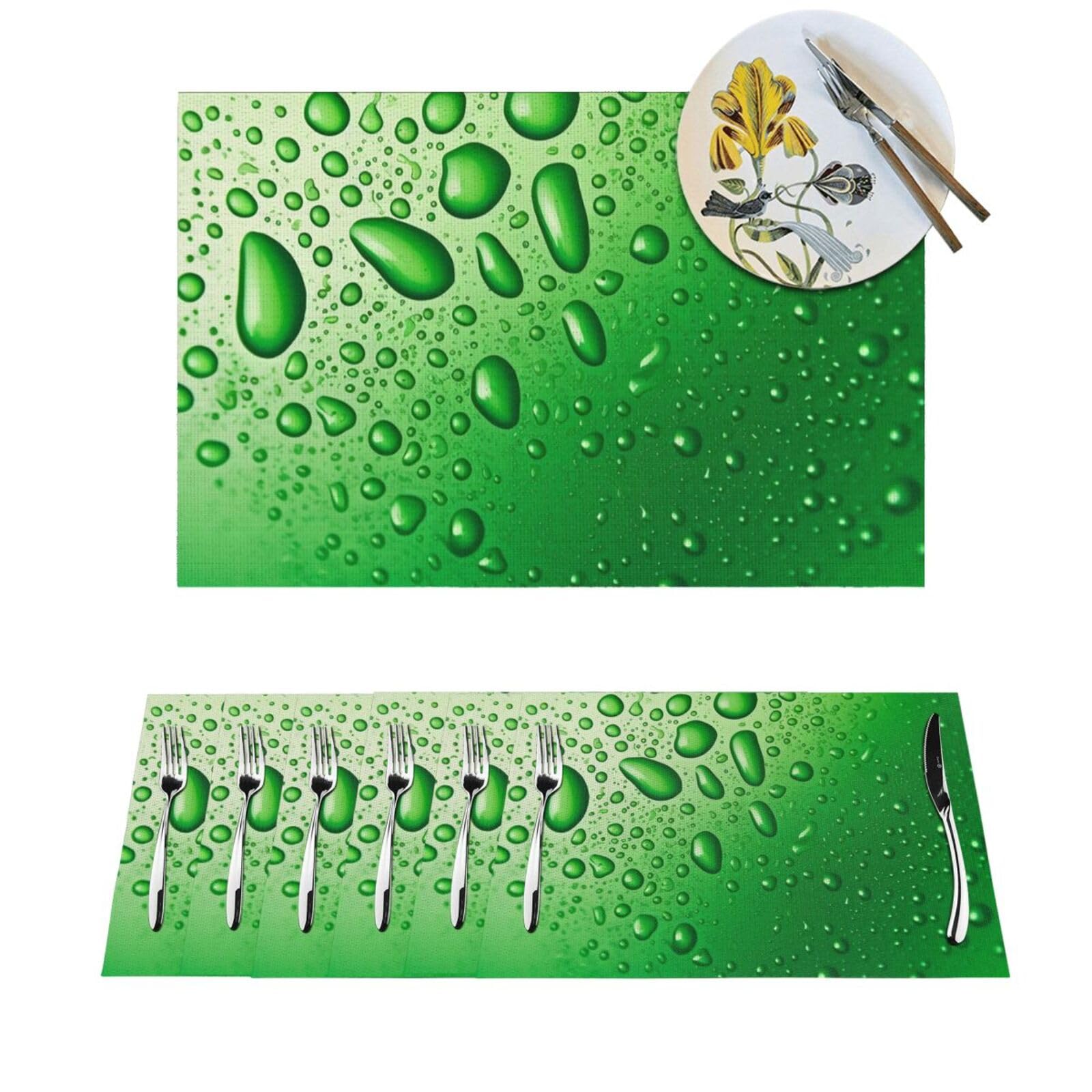Set de table en PVC tissé lavable 45x30 cm vert bio lot de 4