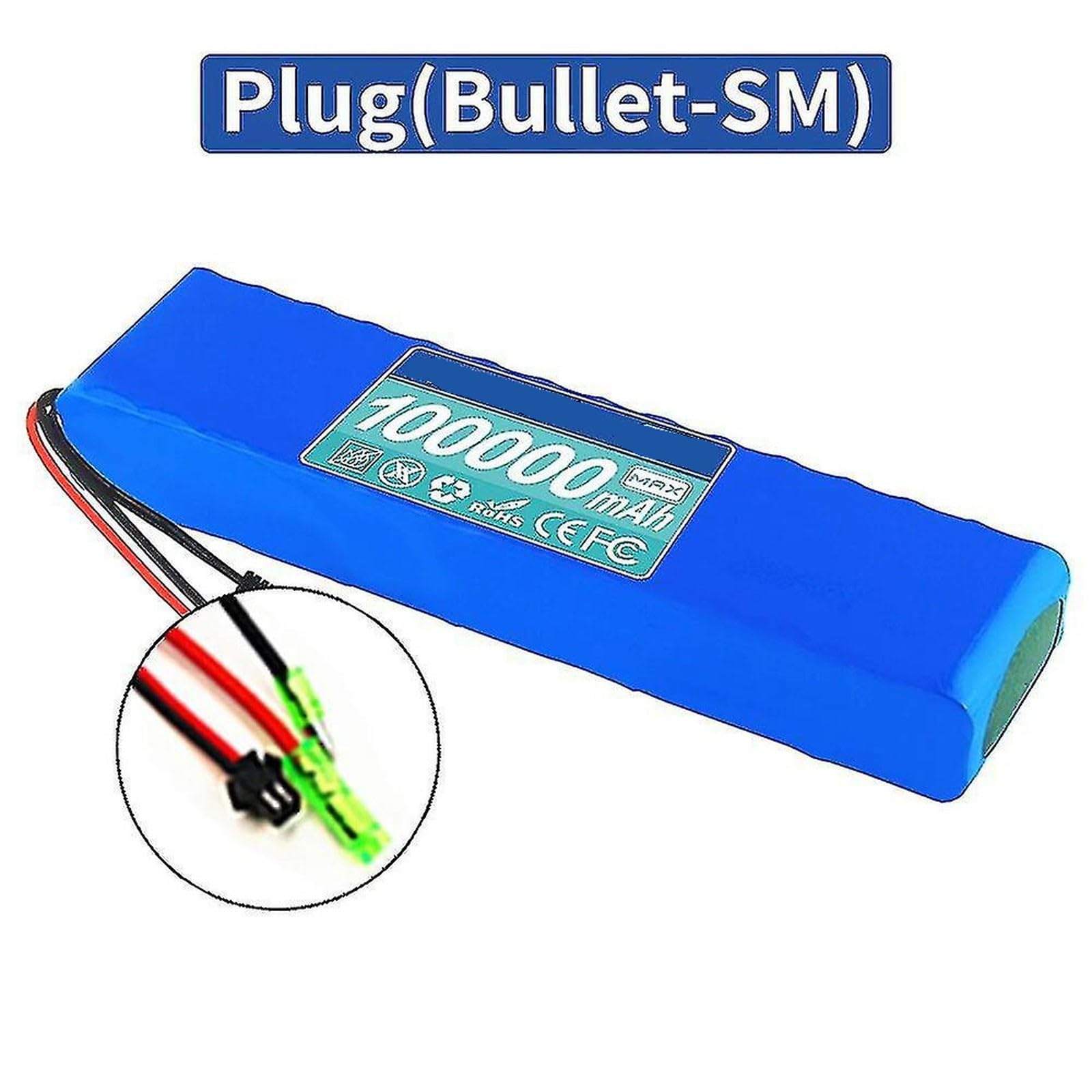 36V 100ah 10S3P Batteria per bicicletta elettrica Scheda di protezione BMS integrata Guscio in PVC impermeabile per monopattini elettrici e biciclette elettriche senza pedali 36V 100Ah,Bullet+SM