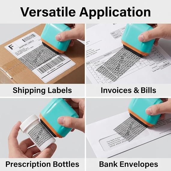 Data Defender Roller Stamp, Identity Protection Confidential Address Blocker Stamp with 3 Refills, Wide Security Information Blocker for Privacy ID Safety