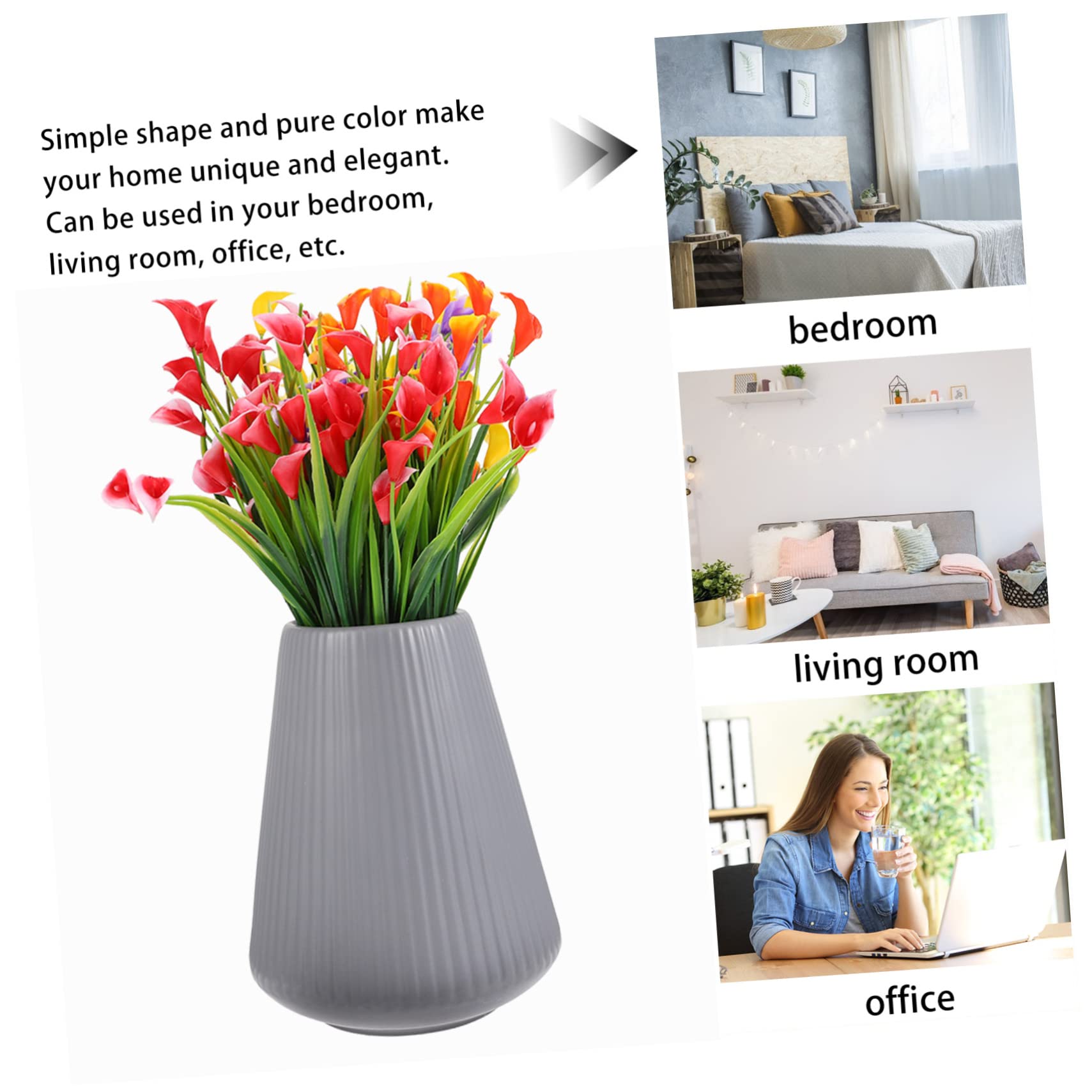 Jarrón de Cerámica de Escritorio, 2 Piezas, para Flores | Adorno Decorativo para Hogar y Oficina, Acabado Mate, Uso en Balcón, Estilo Artístico
