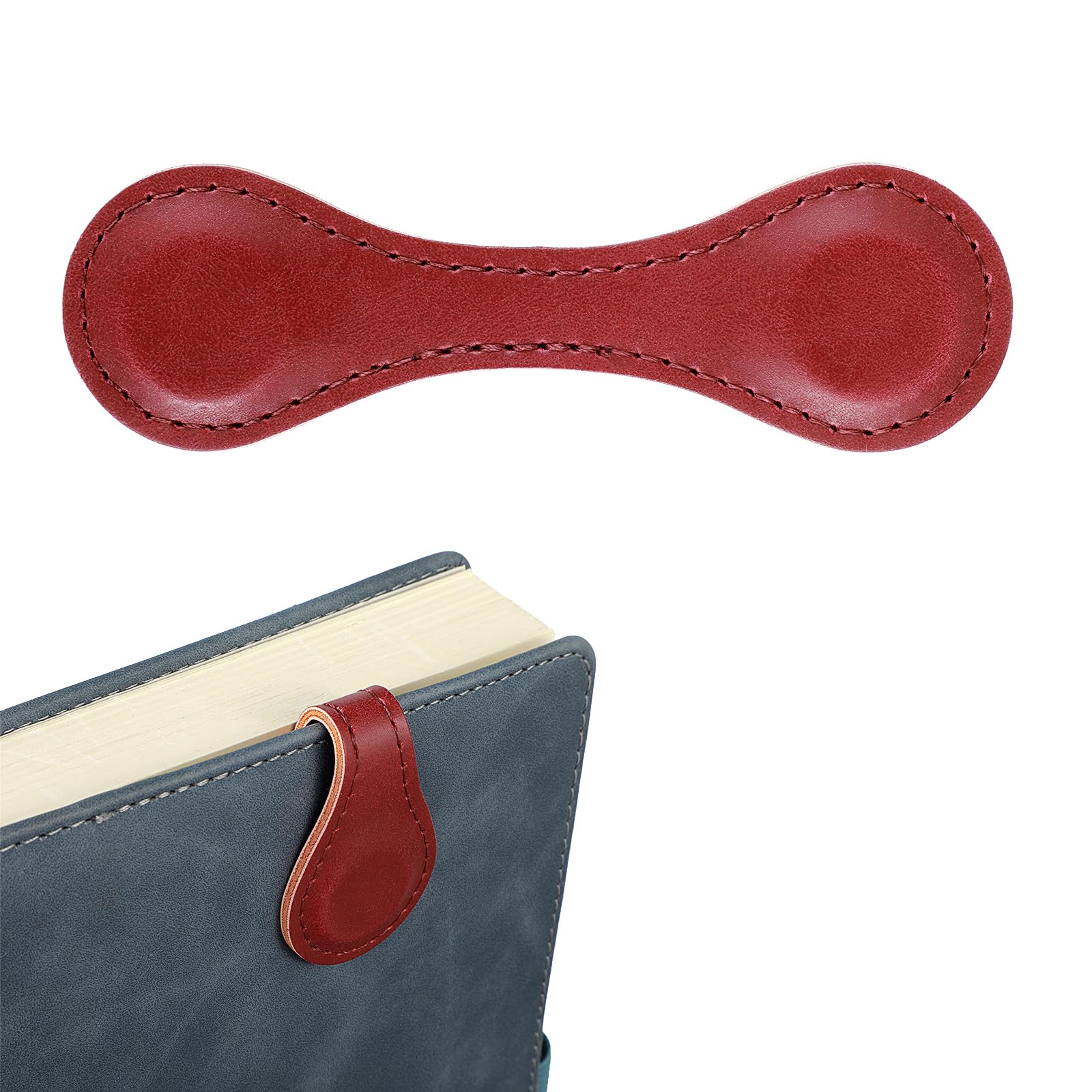 2 Segnalibri Magnetici In Pelle Vintage - Per Lettura, Regalo Per Appassionati Di Libri - Design Retrò Artigianale - Foto 5