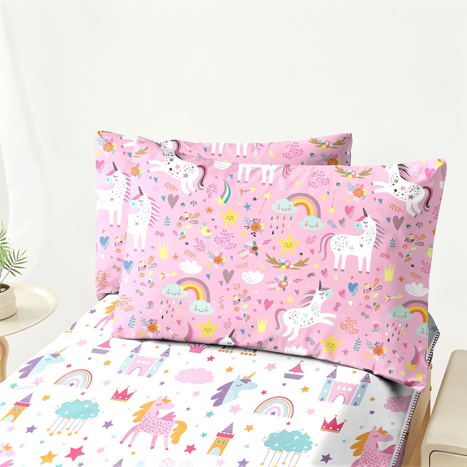 Unicorn Zipper Bedding Twin for Girls Pink Unicorn Comforter Girls Twin Comforter All in one Zipper Bedding