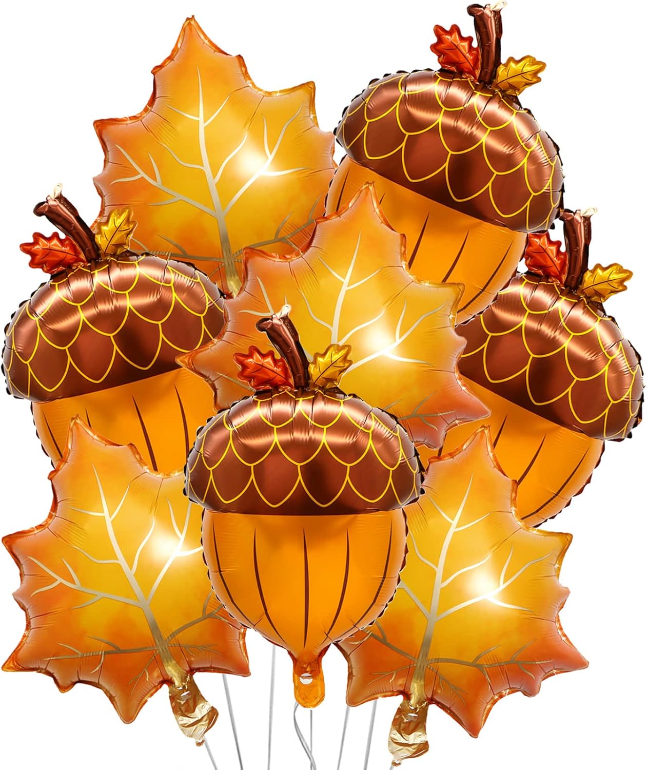 感謝祭のバルーン 10個 デコレーション 大きなオレンジメープルリーフホイルバルーン パインコーン マイラーバルーン 秋 収穫 感謝