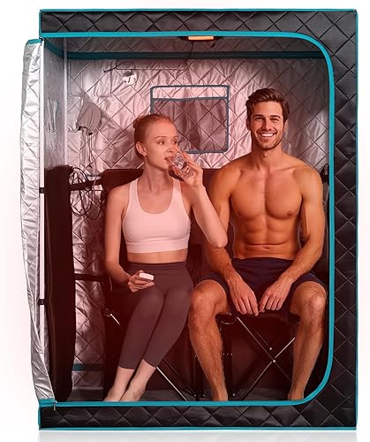 Sauna portátil de infrarrojos lejanos de tamaño completo spa grande para una o dos personas con control remoto de tiempo y temperatura 2 sillas