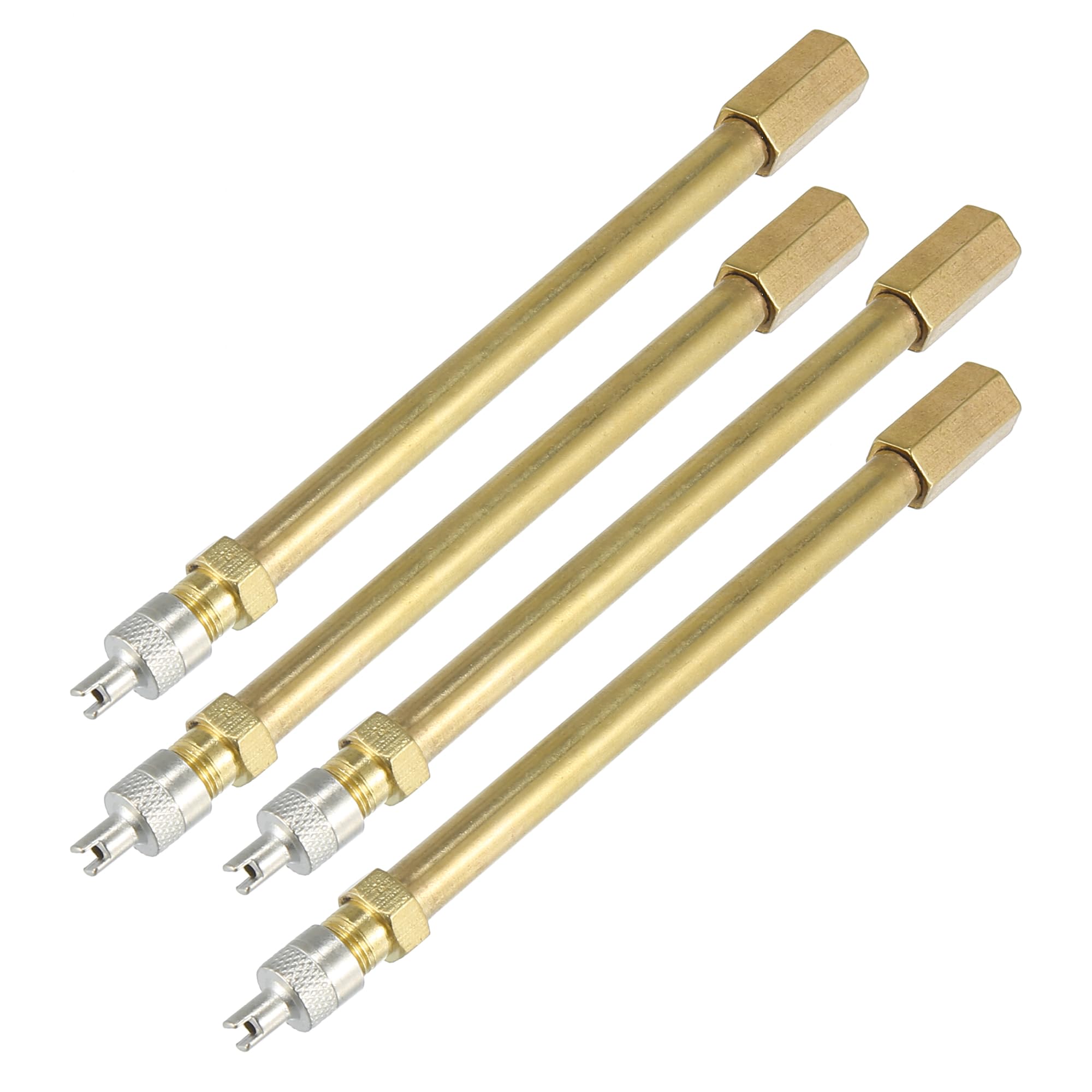 X AUTOHAUX 4pcs 120mm/4.72" Brass Tire Valve Extension for Car