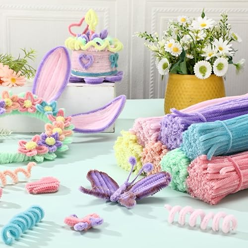 Miniatura 6 de DaisyInner 700 unidades de limpiapipas de felpilla de 12 pulgadas, tallos de felpilla de colores macarrón, limpiadores de pipas para manualidades a