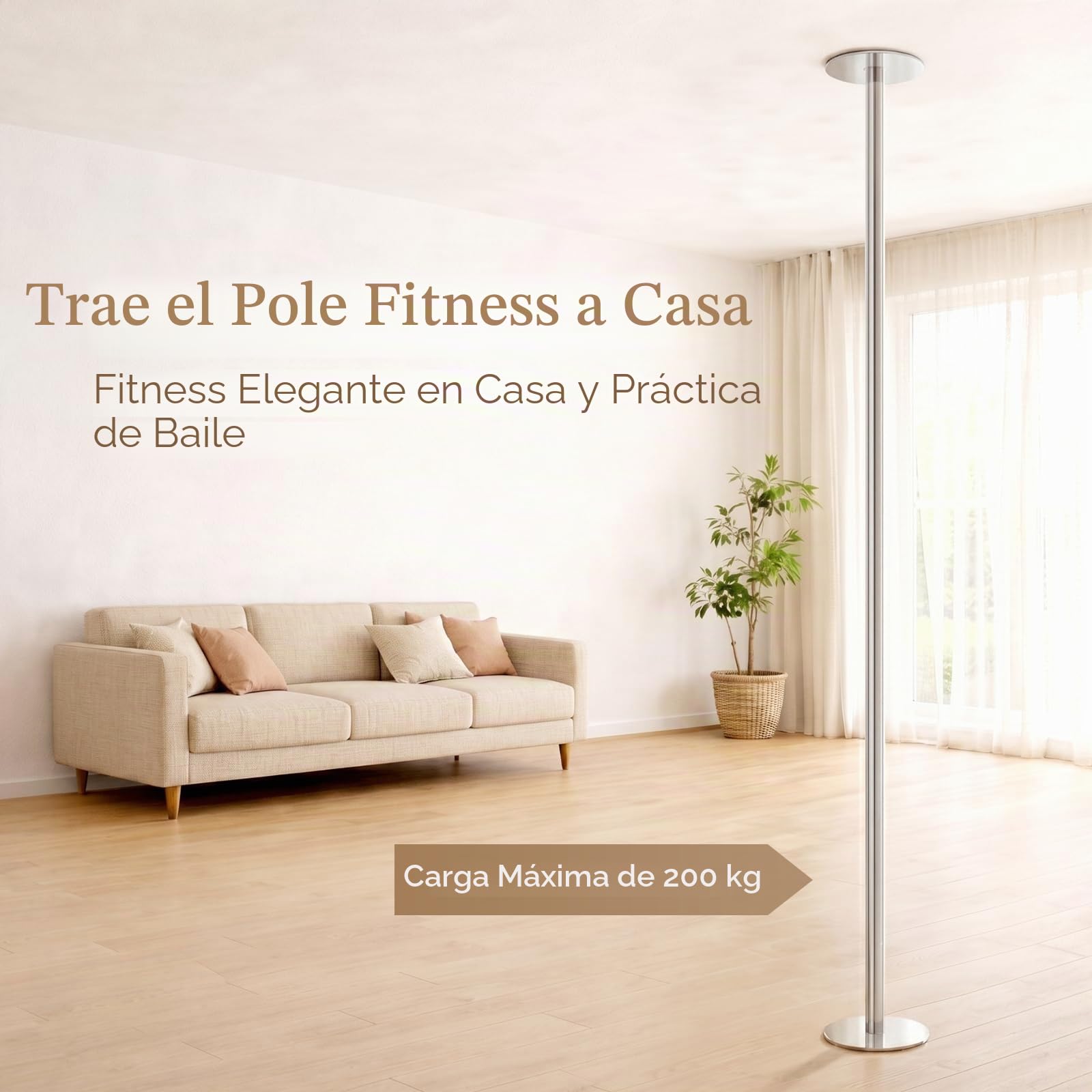 Leogreen Barra Pole Dance, Estática y Giratoria, 200 kg de Capacidad, para Hogar Club