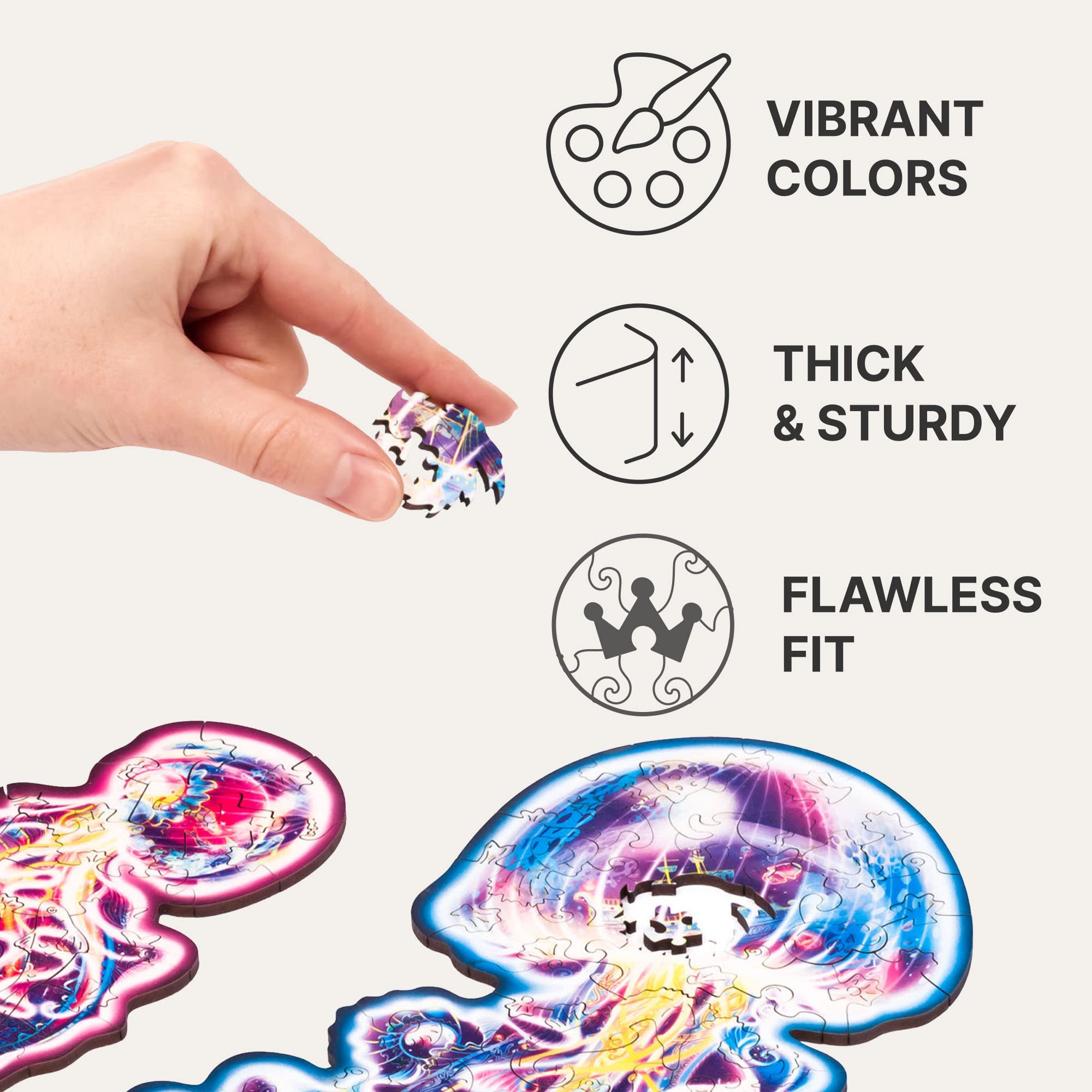 UNIDRAGON Drewniane Puzzle - Wandering Jellyfish - 227 Elementów