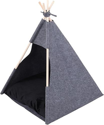 Miniatura 2 de GLOGLOW Pet Teepee Bed Indoor Pet Teepee Tent, Dog Bed Puppy House Foldable Felt Material Indoor Cat Dog for Home Decor Toy
