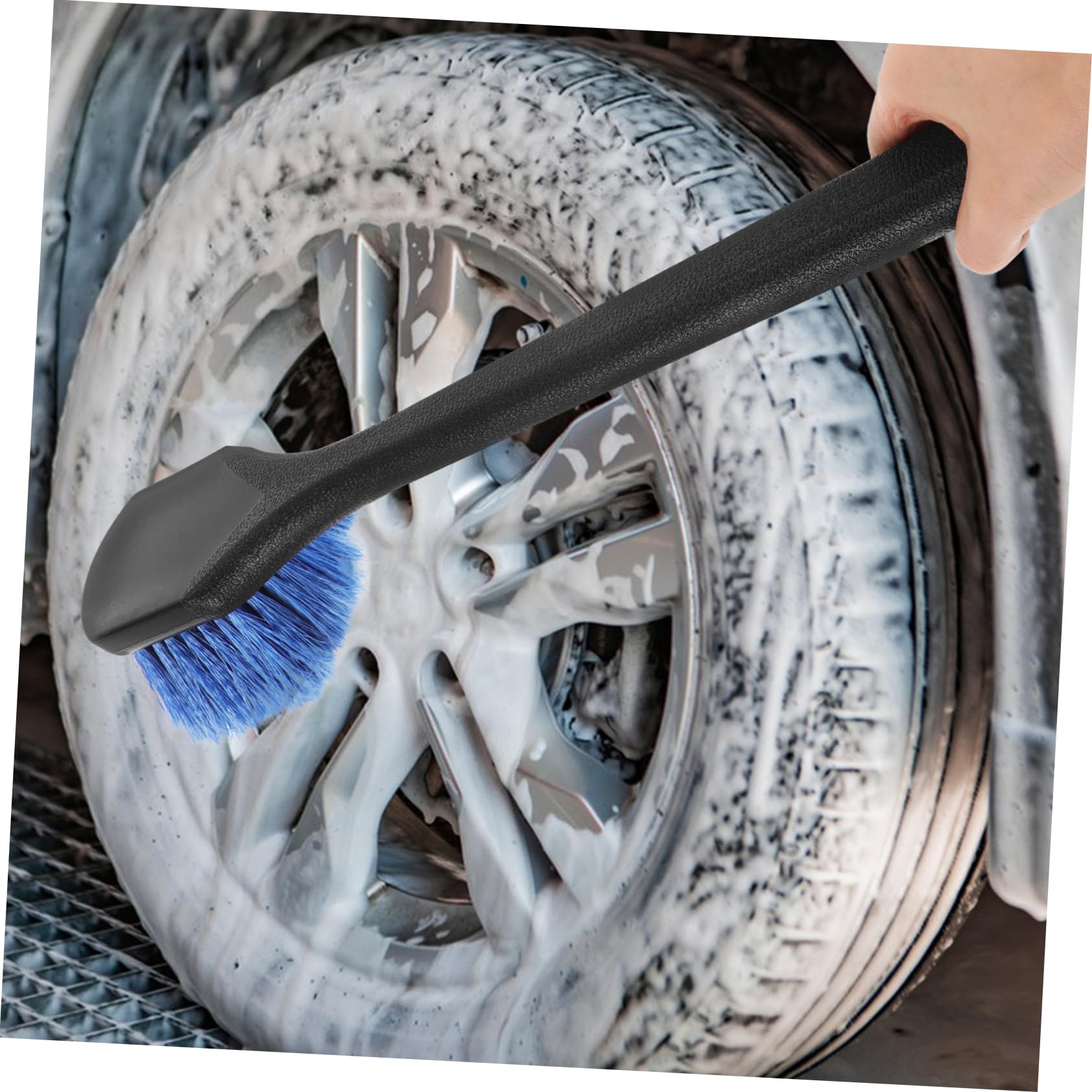 2pezzi Spazzole per Pulizia Ruote Auto Manico Lungo Ergonomico Spazzola per Pneumatici e Cerchi Strumento di Manutenzione per Auto Pulizia e Comoda Colori