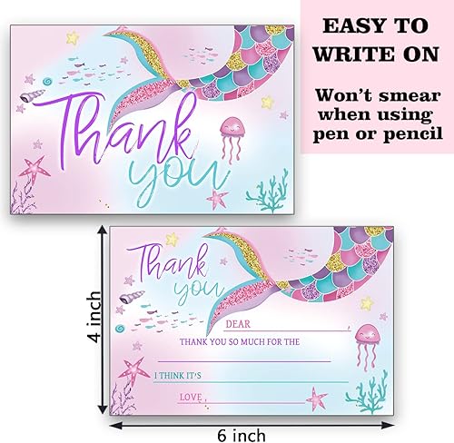 Miniatura 7 de Tarjetas de agradecimiento de cumpleaños, rellena las tarjetas de agradecimiento en blanco para suministros de fiesta de cumpleaños temática