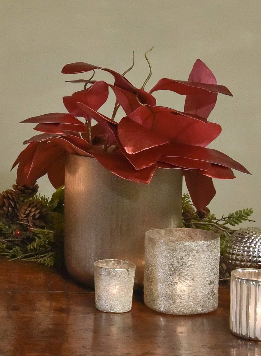 Serene Spaces Living Gold Cylinder Vase, Fancy Flower Vase Used as Elegant Table Centerpieces & Wedding Vase, Home Decor, Measures 8" Tall & 7" Diameter
