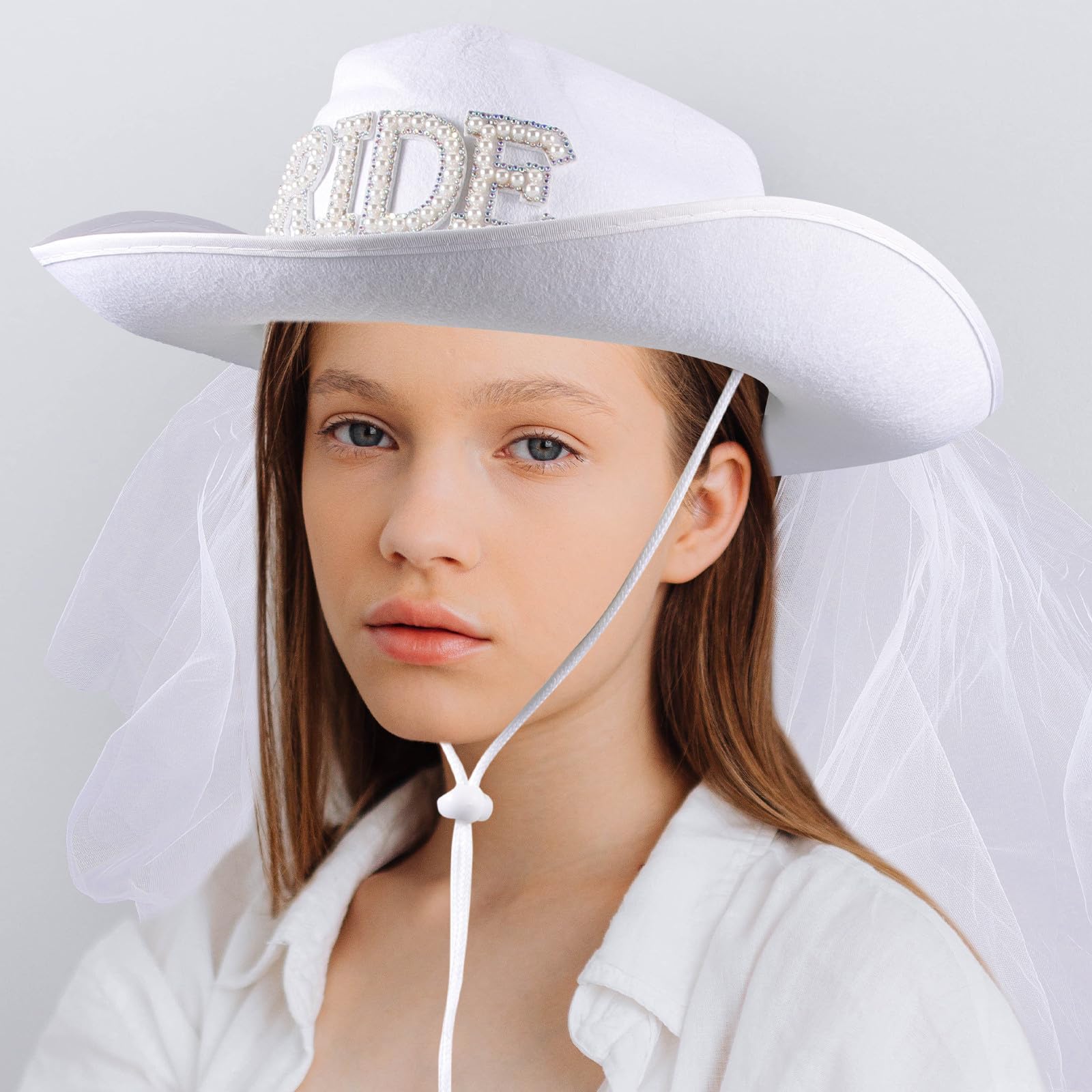 Sombrero de Novia Blanco con Velo para Mujer, Diseño Versátil de Tela Elegante y Chic para Bodas y Despedidas de Soltera