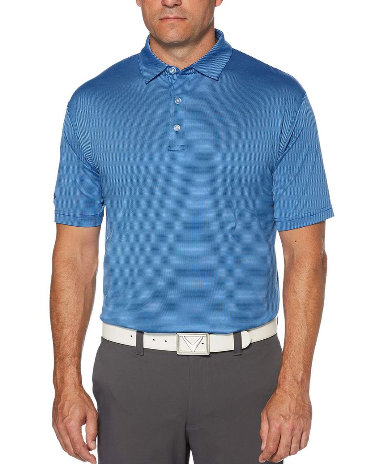 Callaway Men's Basics Short Sleeve Fine Line Stripe Polo Shirt