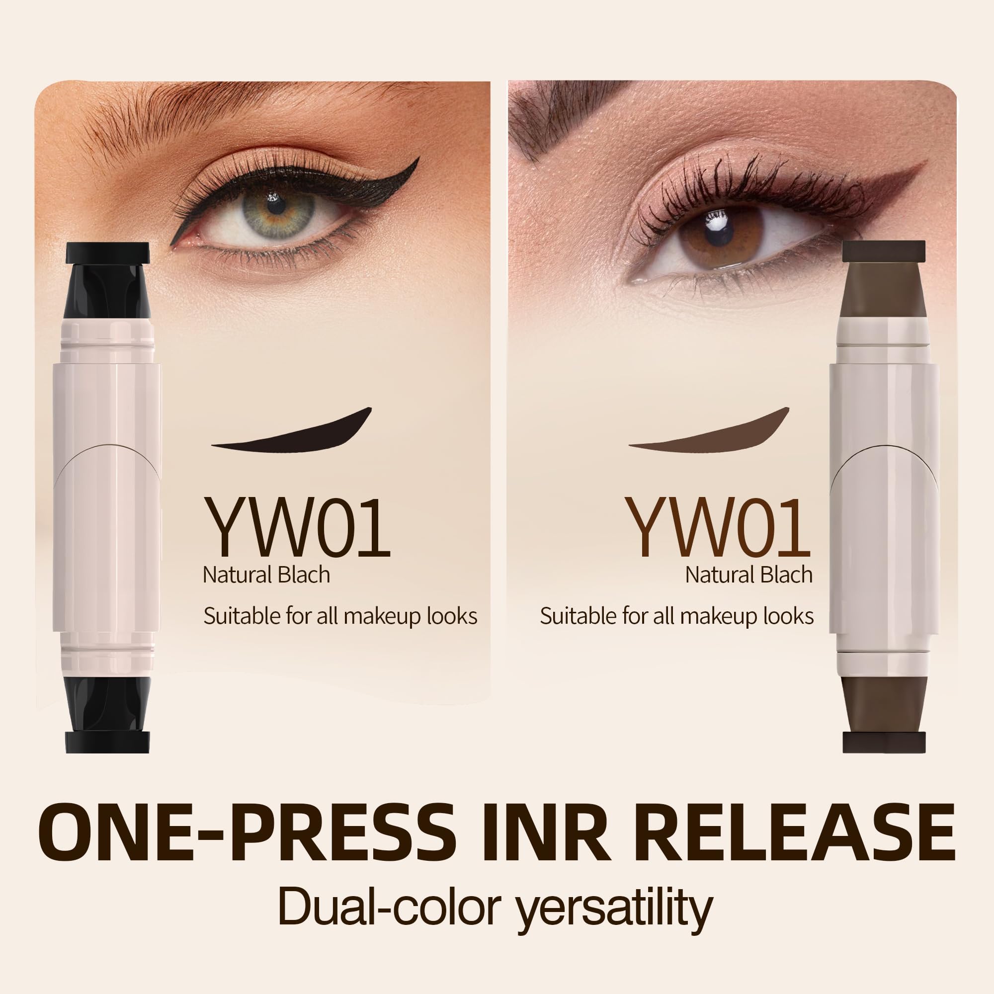 Fodeuxp 2026 - Nuevo sello delineador de ojos plegable, delineador de ojos giratorio, juego de lápices delineadores de ojos de gel para alas perfectas, a prueba de manchas y resistente al agua