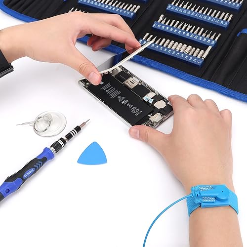 Miniatura 9 de STREBITO Juego de destornilladores de precisión de 142 piezas + correa de muñeca antiestática, kit de herramientas de reparación electrónica para