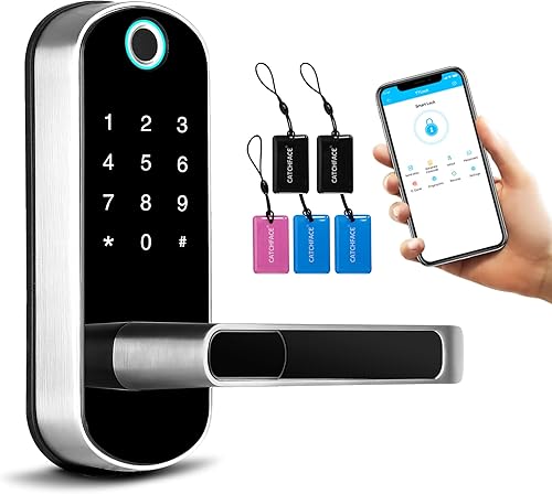 Cerradura inteligente, TFX1 Bluetooth habilitada para huellas dactilares y pantalla táctil, bloqueo electrónico de puerta TTLock, desbloqueo de