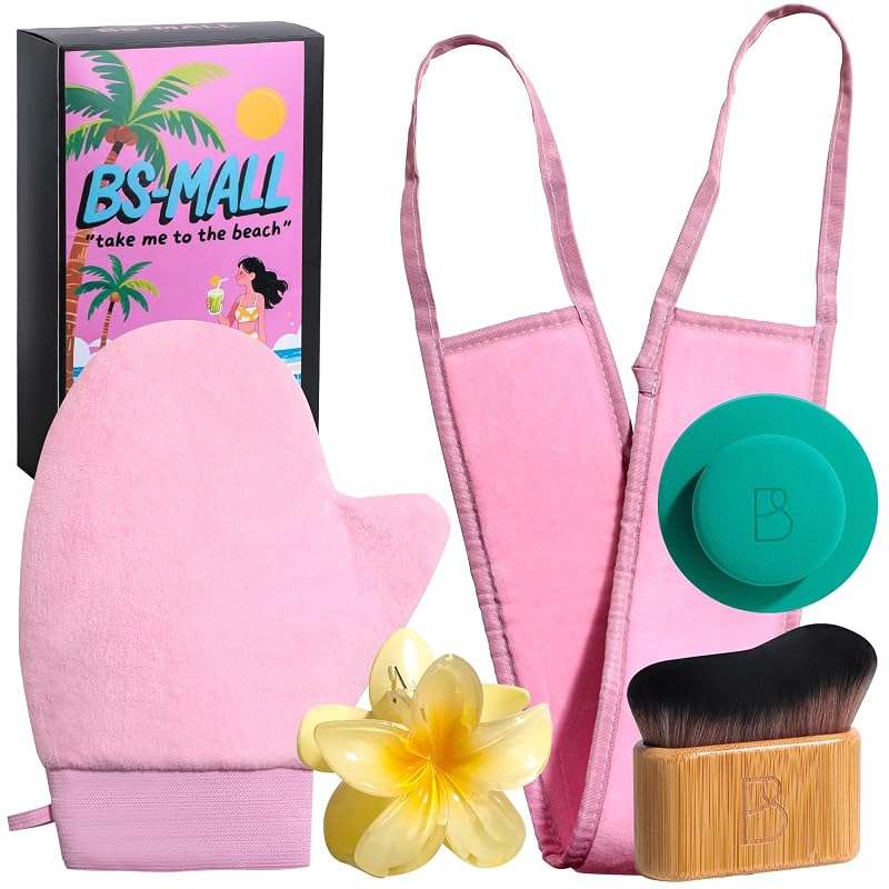 BS-MALL Conjunto com 5 acessórios para aplicação de loções e produtos corporais, Rosa